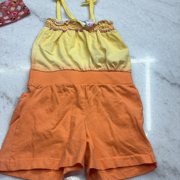 Yellow and Orange Kids Romper with Butterfly Design - Picture 4 of 5